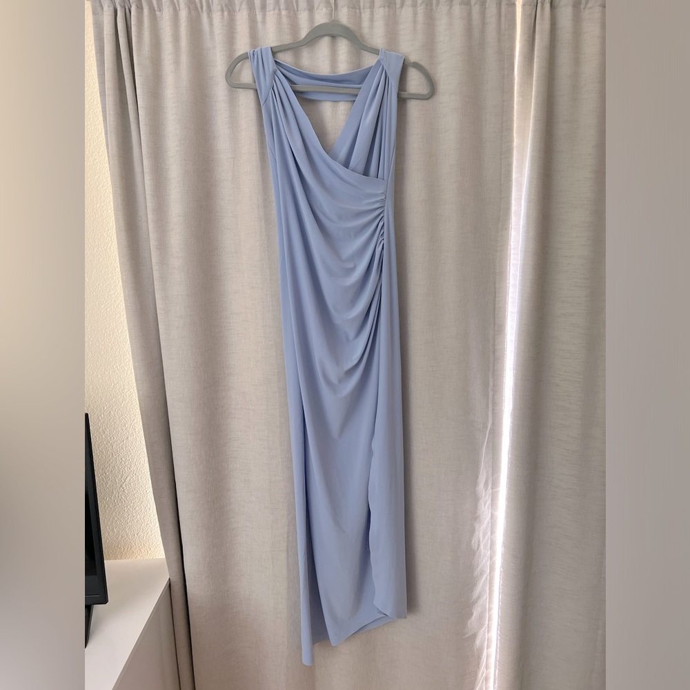 Norma Kamali halter maxi dress in light blue